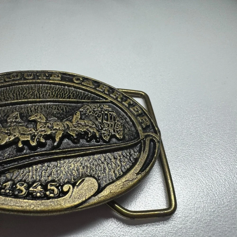 Vintage CDC Metal Works Star Route Carriers‎ 1845 Belt Buckle Stage Coach